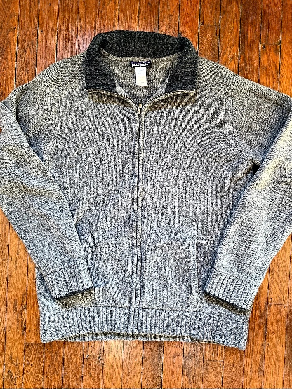 Patagonia Men's Gray Zip-Up Wool Sweater Size XL